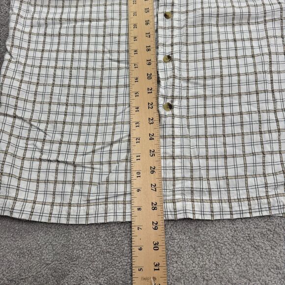 The North Face Y2K Button Down Shirt Mens Medium White Brown Plaid Short Sleeve - Picture 9 of 11